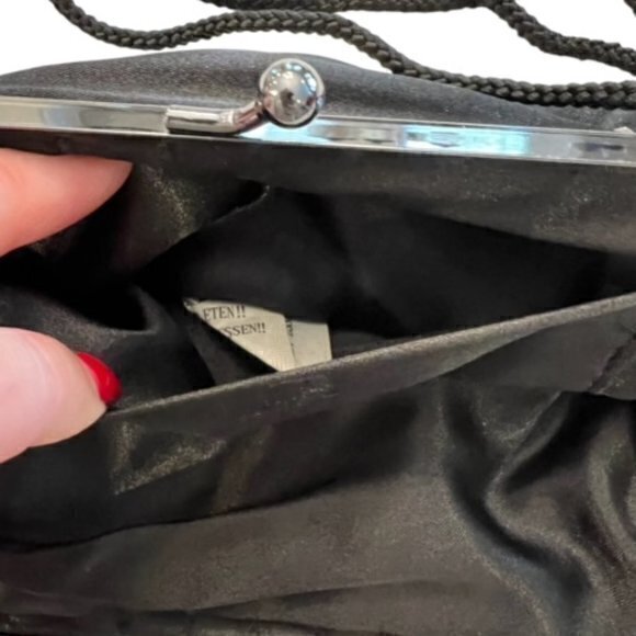 Vintage Purse Lancome Black‎ Beaded Crossbody / Clutch Shiny Formal Designer - Picture 3 of 11